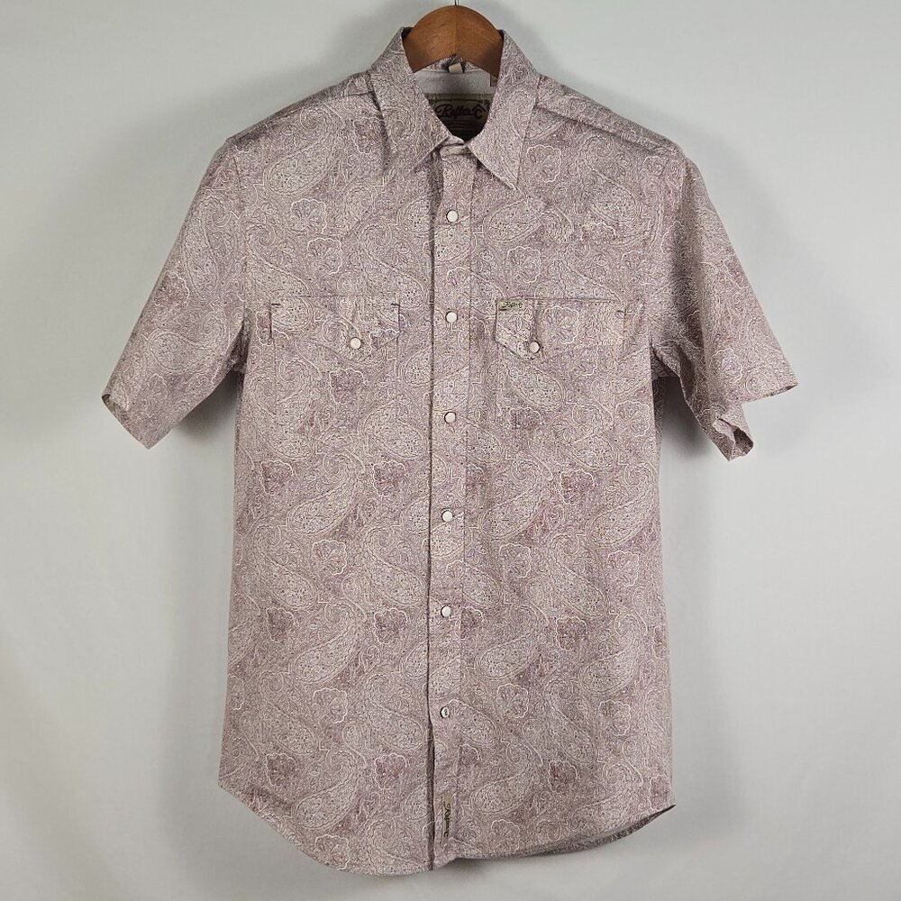 Rafter‎ C Mens Medium Pearl Snap Cowboy Shirt Paisley ProFlex 45 Western Top